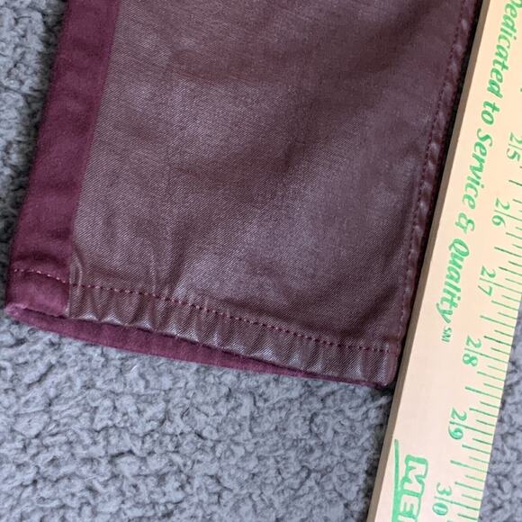 Levis Jeans Womens 32 Red 535 Skinny Coated Faux Leather Panel Moto Rocker Punk - Picture 9 of 16